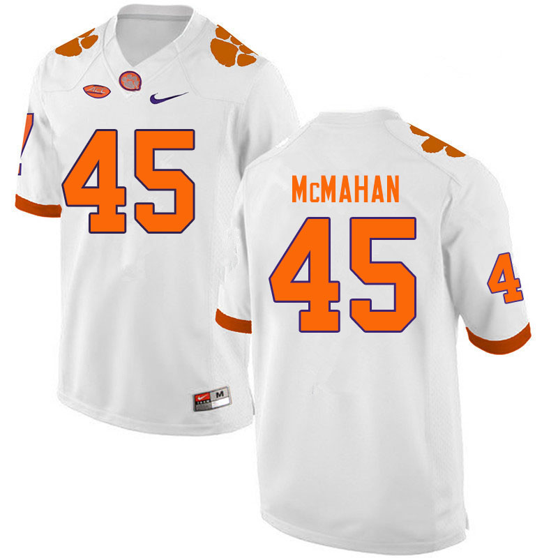 Men #45 Matt McMahan Clemson Tigers College Football Jerseys Sale-White - Click Image to Close